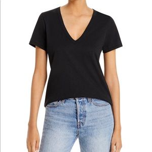 Rag & Bone Slub Vee Tee in Black